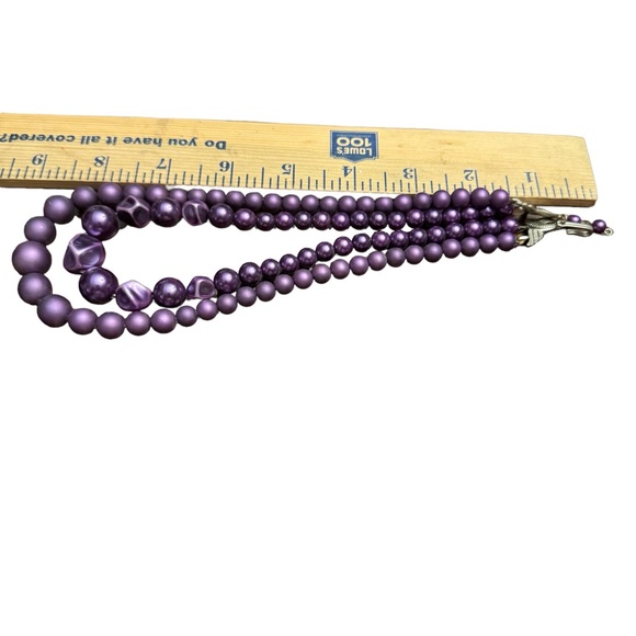 Vintage Purple Moonglow Graduated Double Strand Beaded Necklace - Picture 9 of 9